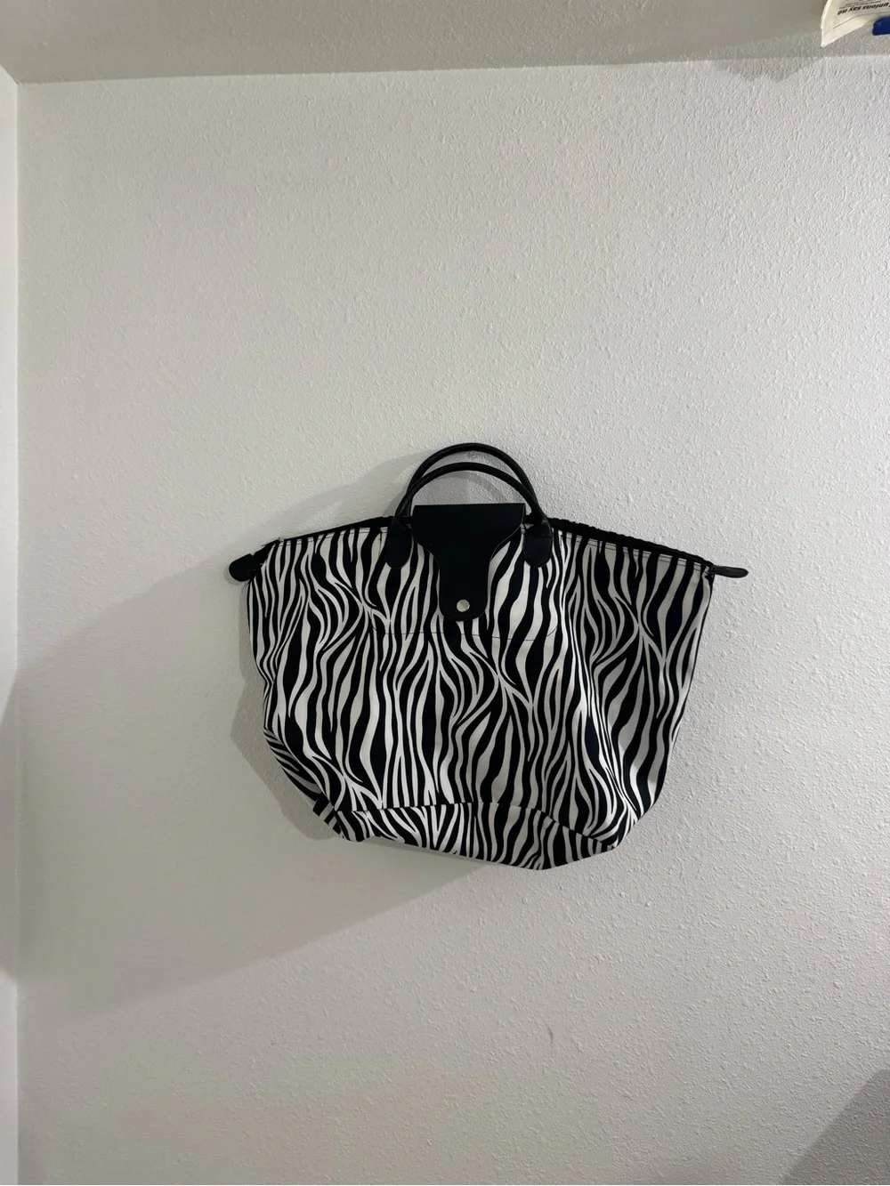 Large zebra print tote bag